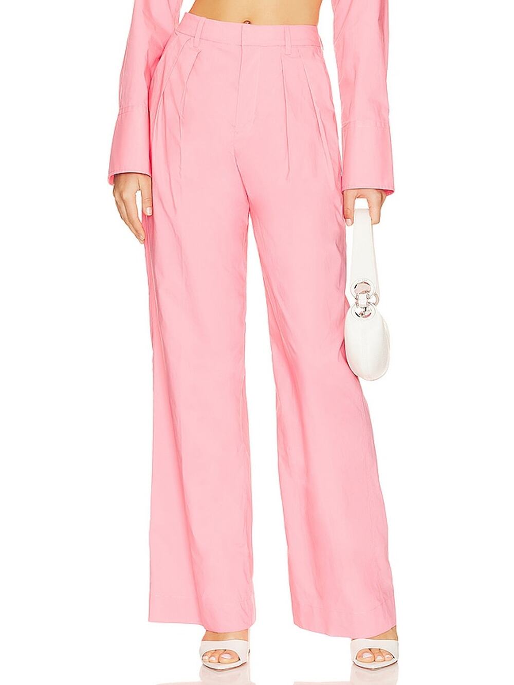 L'Academie Pleated Pink Dallion Poplin Pants Size S